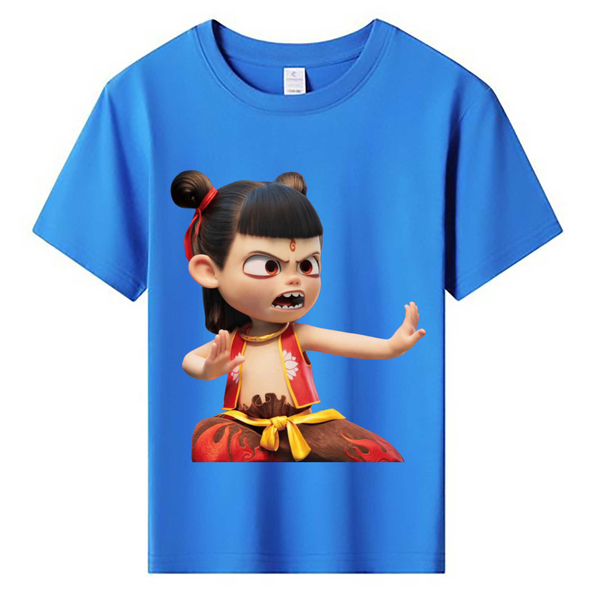 （画像用） Ne Zha 2 ナタ 魔童の大暴れ 綿100％キッズTシャツ（フロントプリント）